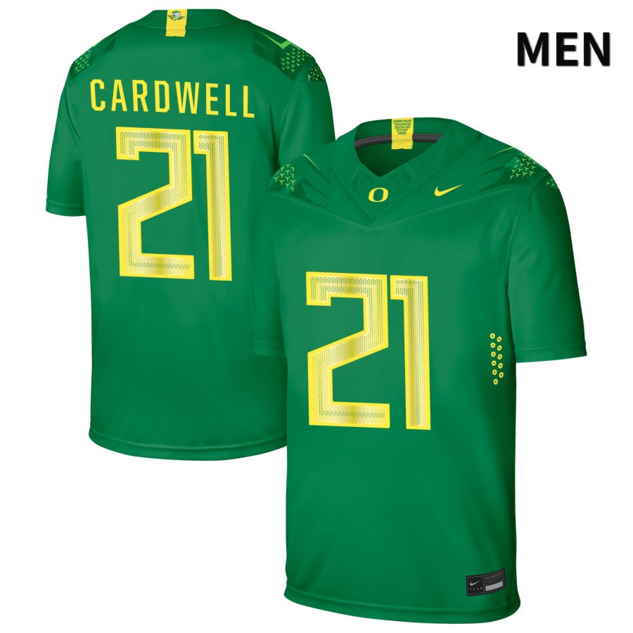 Oregon Ducks Men's #21 Byron Cardwell Football College Authentic Green NIL 2022 Nike Jersey XSZ58O8N